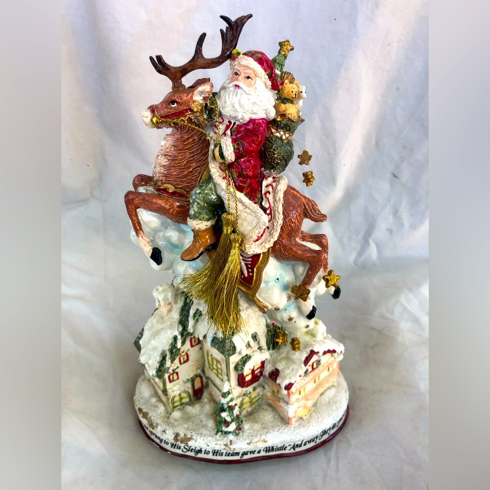 Fitz and Floyd Christmas Musical Box With Santa and a Reindeer